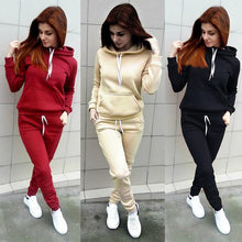 Load image into Gallery viewer, Women Hoodies Pant Clothing Set Casual 2 Piece Set Warm Clothes Solid Tracksuit Women Set Top Pants Ladies Suit