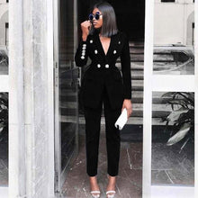 Load image into Gallery viewer, Ocstrade Summer Sets for Women 2019 New Navy Blue V Neck Long Sleeve Sexy 2 Piece Set Outfits High Quality Two Piece Set Suit