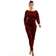 Load image into Gallery viewer, Lossky Women Set knitted suit 2019 Casual Track Suit O-neck Long Sleeve solid Bodycon women's sports suits spring Autumn Winter