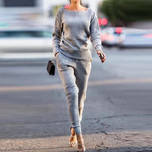Load image into Gallery viewer, Lossky Women Set knitted suit 2019 Casual Track Suit O-neck Long Sleeve solid Bodycon women's sports suits spring Autumn Winter