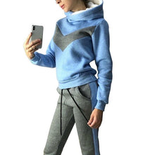 Load image into Gallery viewer, 2019 Winter Sports Hoodies Suits Women Running Sportswear hoody Tracksuit women Clothing patchwork Fleece sweat pant Suit autumn