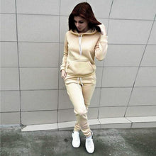 Load image into Gallery viewer, Women Hoodies Pant Clothing Set Casual 2 Piece Set Warm Clothes Solid Tracksuit Women Set Top Pants Ladies Suit

