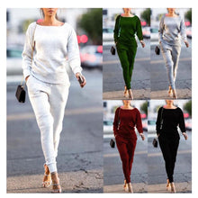 Load image into Gallery viewer, Lossky Women Set knitted suit 2019 Casual Track Suit O-neck Long Sleeve solid Bodycon  women's sports suits spring Autumn Winter
