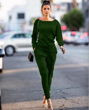 Load image into Gallery viewer, Lossky Women Set knitted suit 2019 Casual Track Suit O-neck Long Sleeve solid Bodycon  women's sports suits spring Autumn Winter
