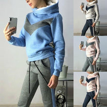 Load image into Gallery viewer, 2019 Winter Sports Hoodies Suits Women Running Sportswear hoody Tracksuit women Clothing patchwork Fleece sweat pant Suit autumn
