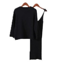 Load image into Gallery viewer, 2018 Autumn Womans Sweater + Straped Dress Sets Solid Color Female Casual Two-Pieces Suits Loose Sweater Knit Mini Dress Winter
