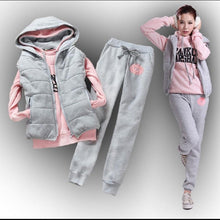 Load image into Gallery viewer, Autumn and winter new Fashion women suit women's tracksuits casual set with a hood fleece sweatshirt three pieces set
