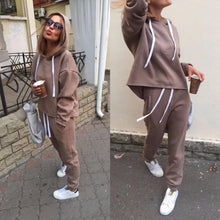 Load image into Gallery viewer, 2018 Autumn Tracksuit Long Sleeve Thicken Hooded Sweatshirts 2 Piece Set Casual Sport Suit Women Tracksuit Set

