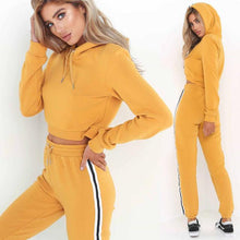 Load image into Gallery viewer, Tracksuit 2pcs Women Set Hoodies Crop Top Sweatshirt+Side Stripe Pants Hooded 2 Pieces Sets Women Clothing Suits Female
